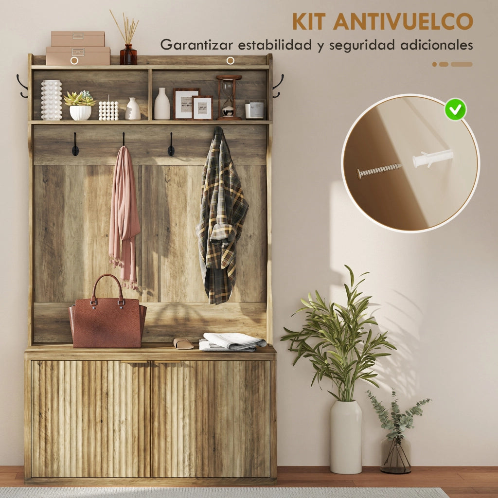 Mobile ingresso appendiabiti con scarpiera ¨C Xylo ¨C legno rovere 100x38x172 cm