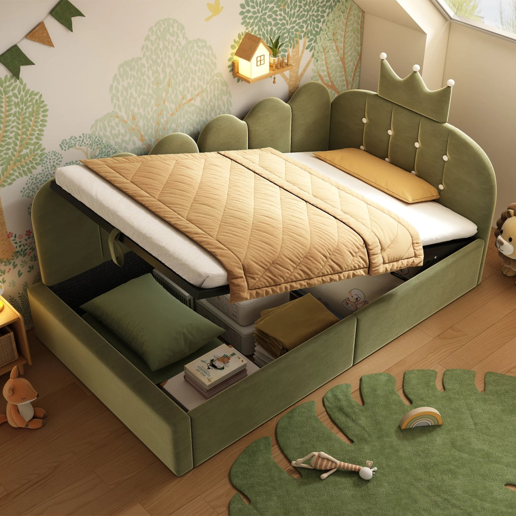 LETTO DAYBED L 90x200 cm in Velluto Verde con rete a doghe