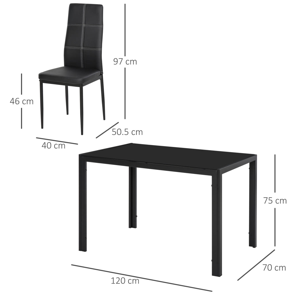 Set 5 Pezzi con Tavolo e Sedie da Pranzo ¨C zephmum ¨C Nero