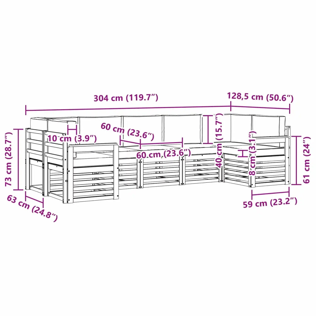 Set di divani da esterno 6 pcs Bianco e Antracite 3392422