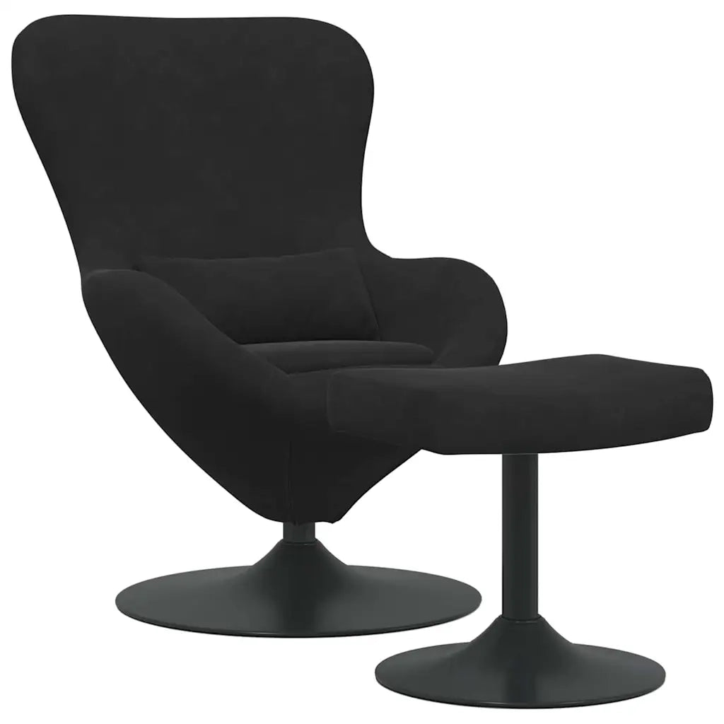 Poltrona | Sedia Egg con Pouf Nero Velluto
