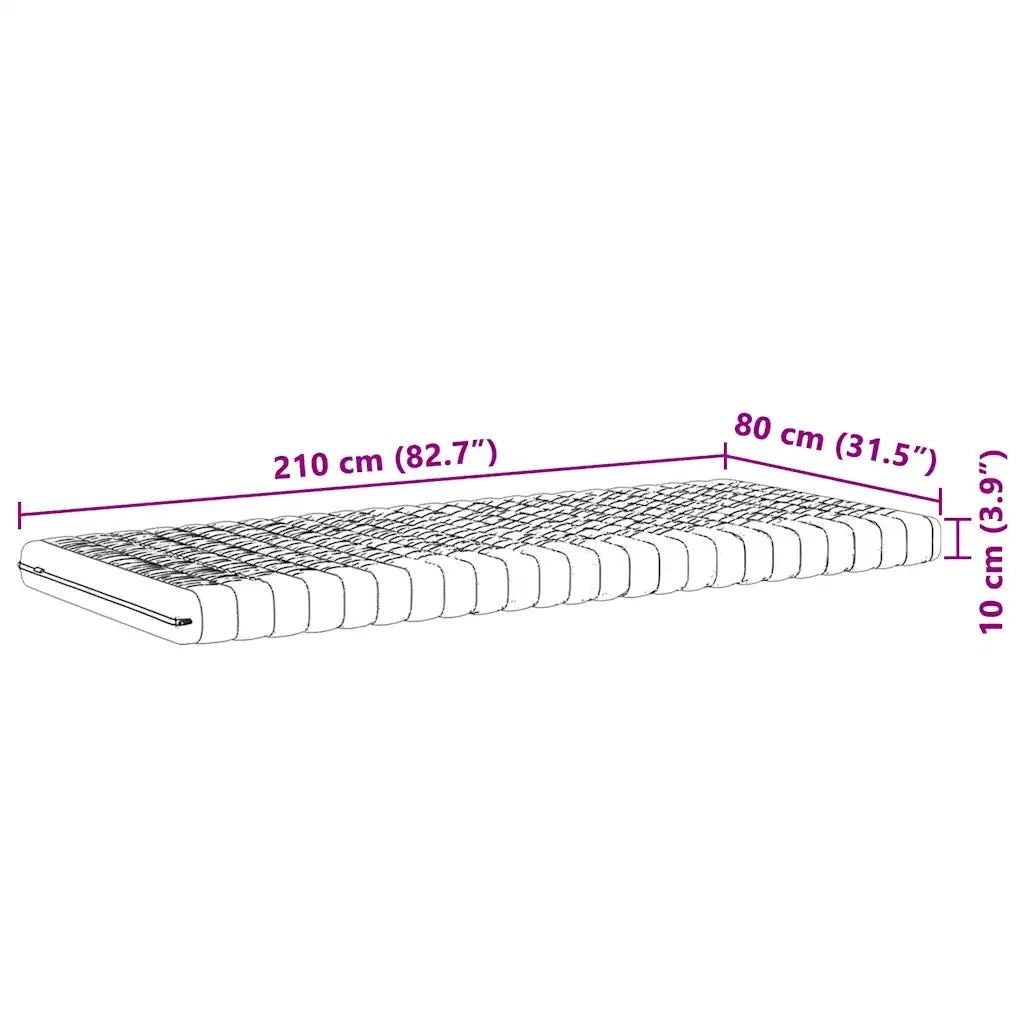 Materasso in Schiuma Bianco 80x210 cm 7 Zone Durezza 20 ILD 4016646