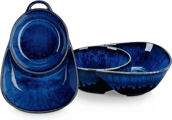 Comparti per cereali per colazione e latte - Set di 2 - Resistente a microonde e lavastoviglie - Blu