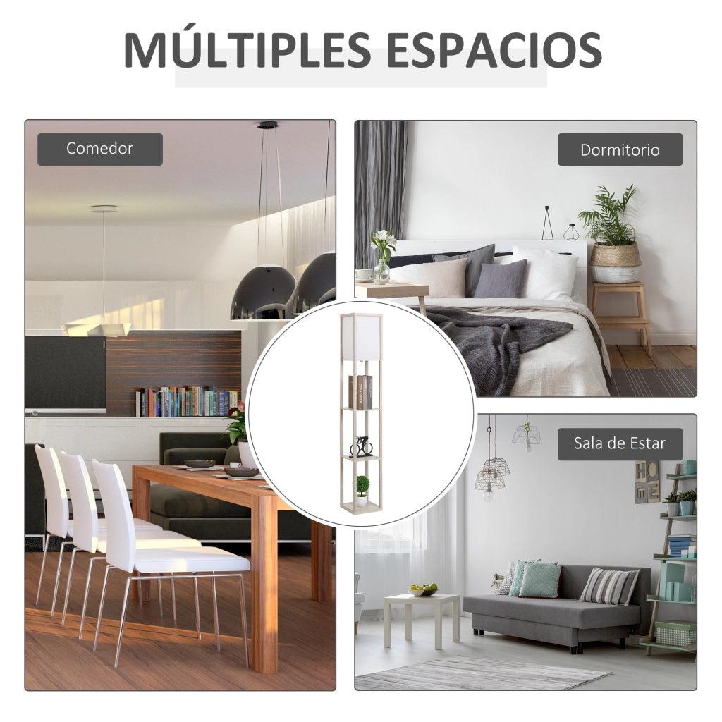 Libreria Lampada da Terra ¨C Minimal ¨C Legno Rovere
