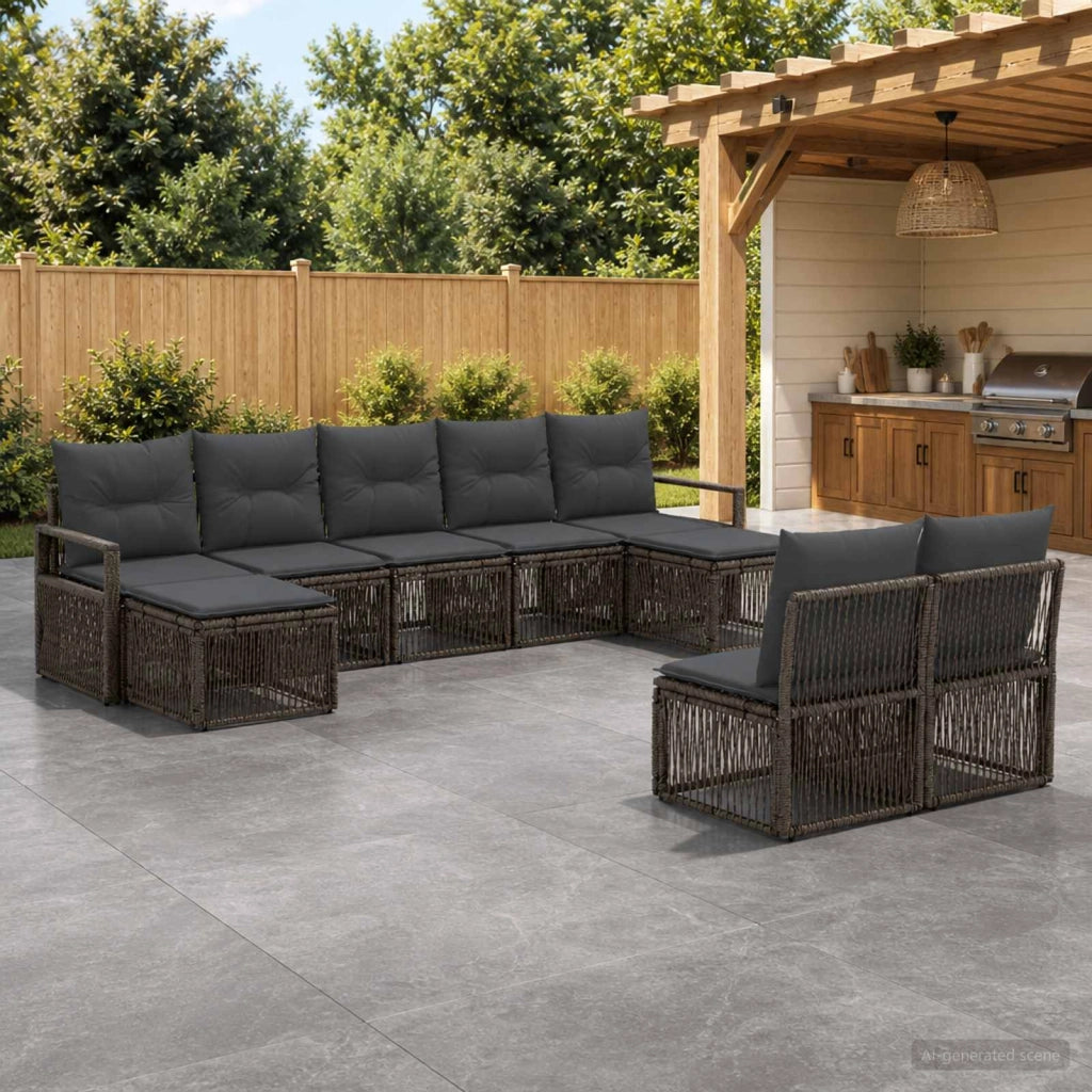 Set Divano da Giardino 9 pz Grigio polyrattan 3435827