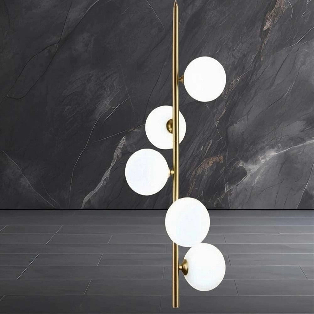 Trade Shop - Lampadario A Sospensione Bronzo 5 Sfere Lampada Soffitto Con Stelo Verticale A95 -