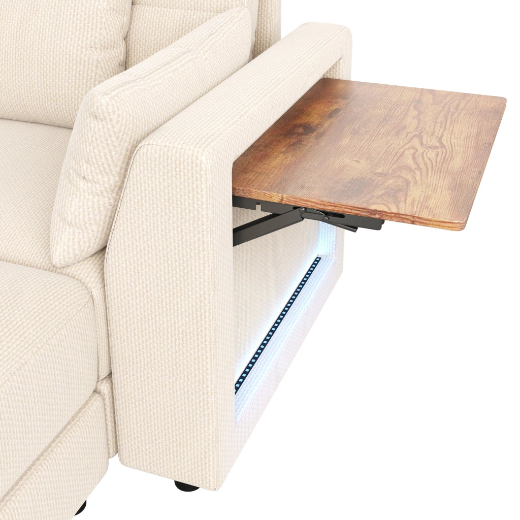 DIVANO Modulare U/L 292x135x82 cm Chenille Beige con 2 Hocker