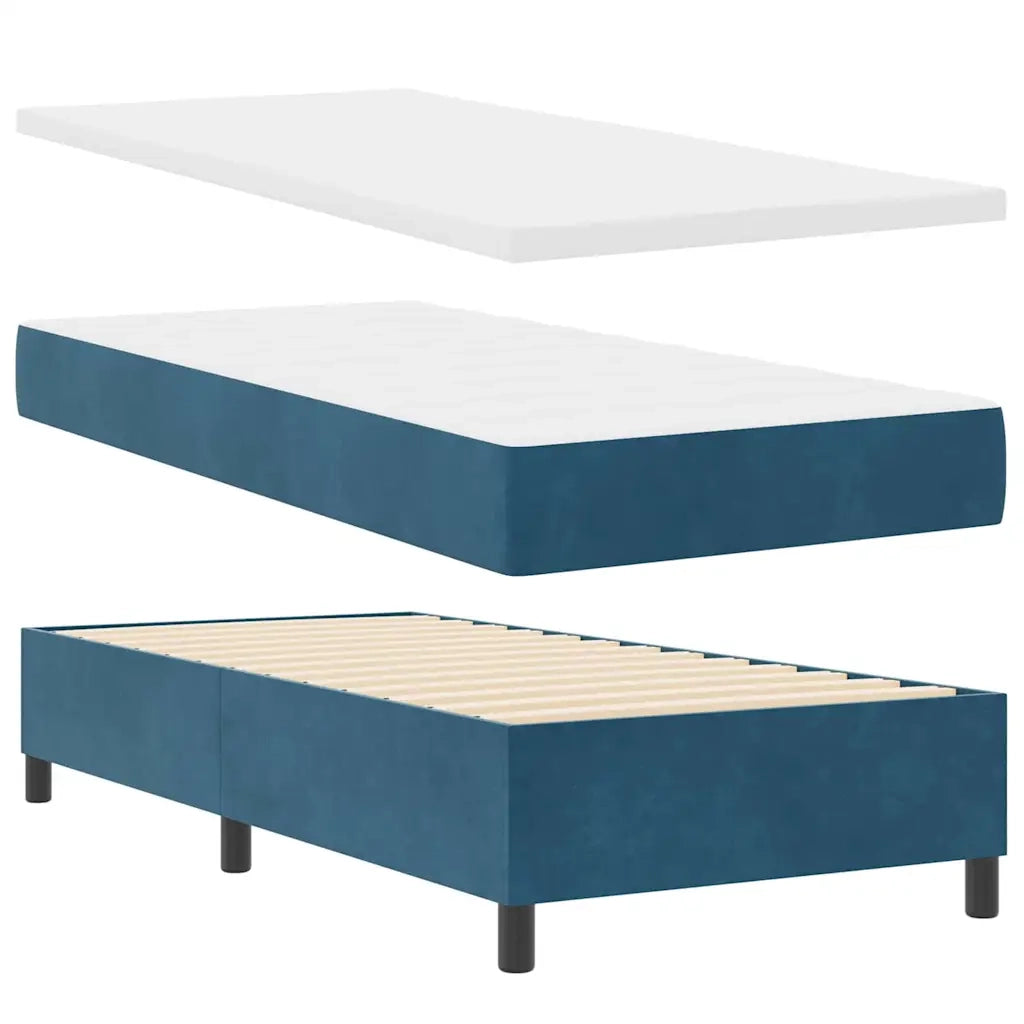 Letto a Sorgente LED Blu Scuro 100 x 200 cm Tessuto