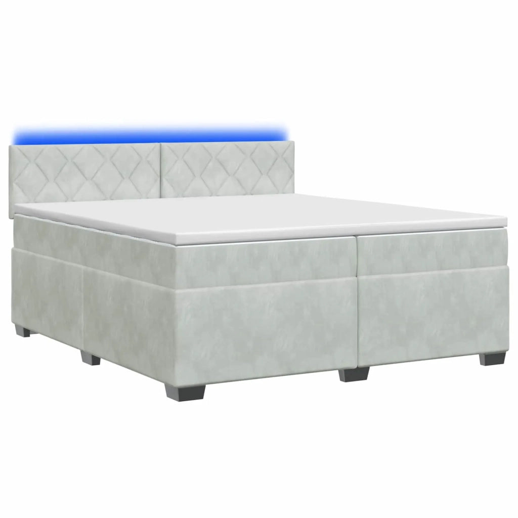 Letto con Box Spring, Materasso e LED Grigio Chiaro Velluto 3452252