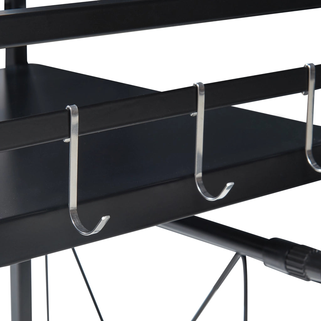 Scaffale per Microonde Sorsele Alto 48 cm Regolabile in Larghezza 40-63 cm Metallo Nero [en.casa]