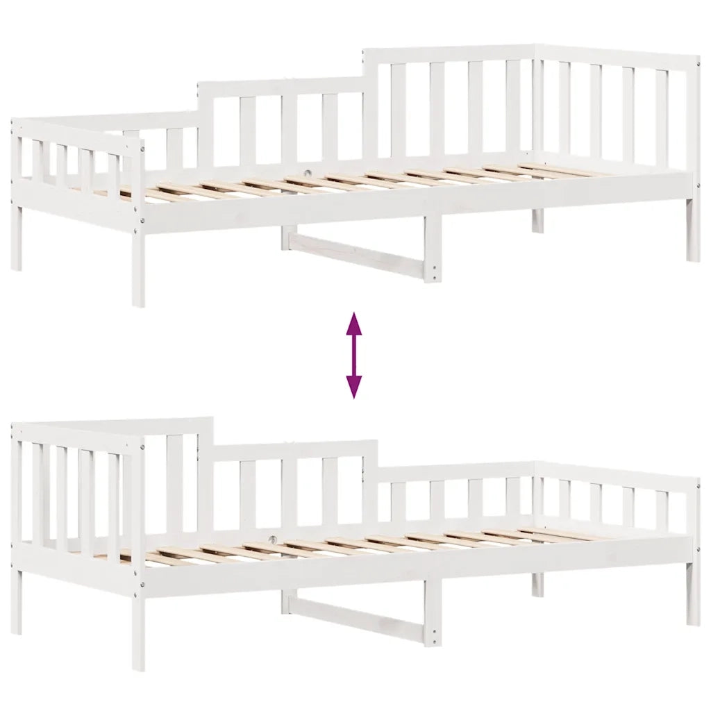 Dormeuse con Cassetti Bianco 90x200 cm Legno Massello di Pino 3302101