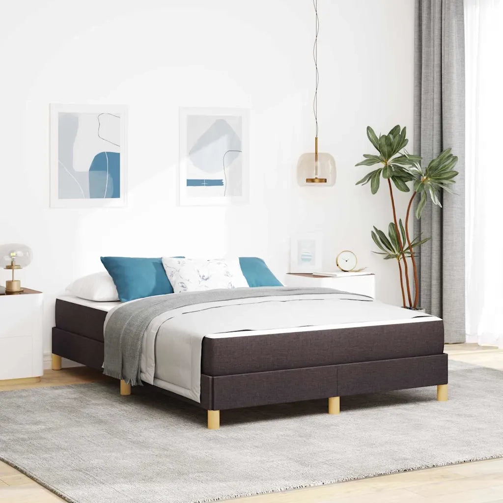 Letto a molle con materasso Marrone Scuro 140 x 200 cm Tessuto