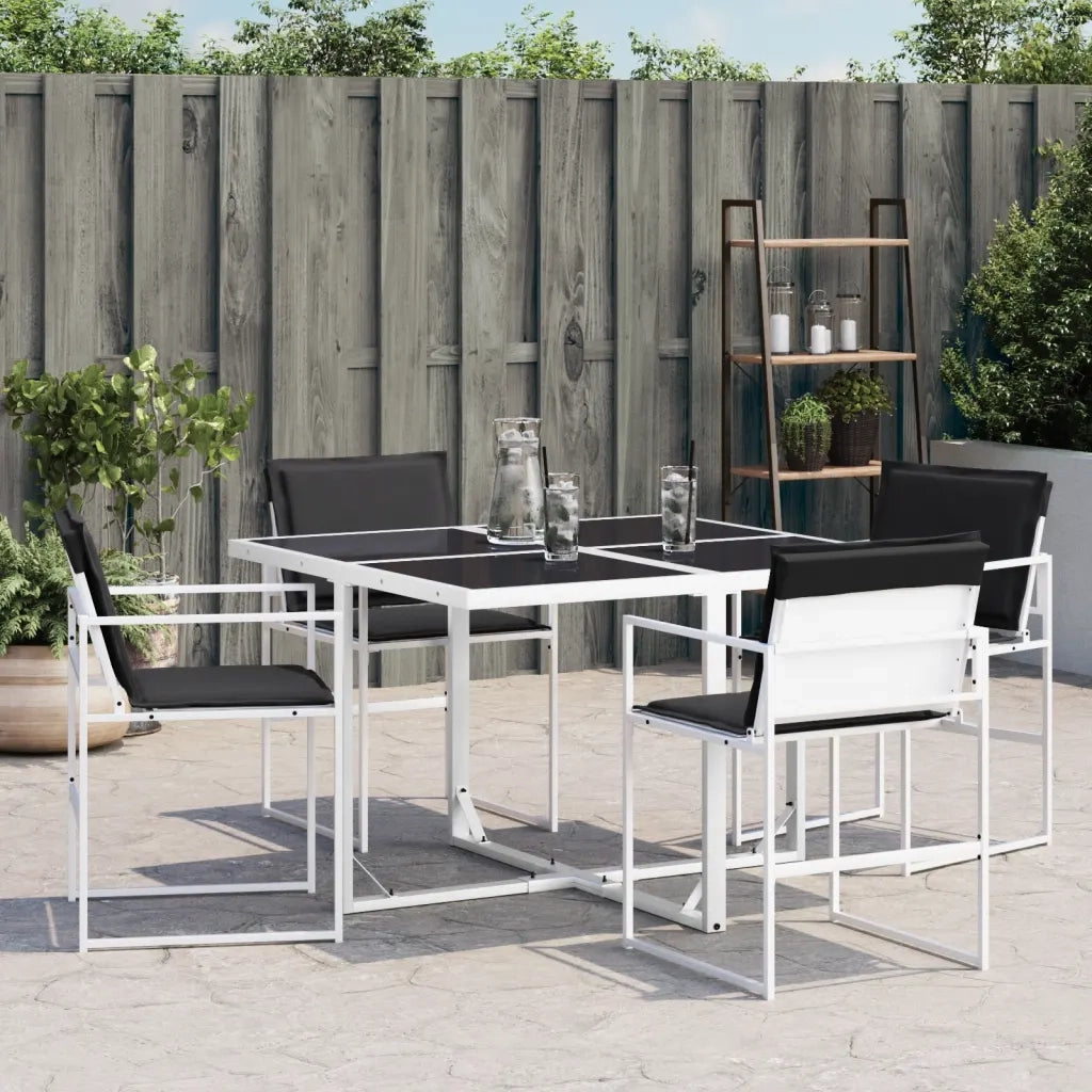 Sedie da Giardino con Cuscini 4 pz Bianchi Acciaio e Textilene 4008590