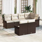 Set Divano da Giardino con cuscino 7 pcs Marrone polyrattan