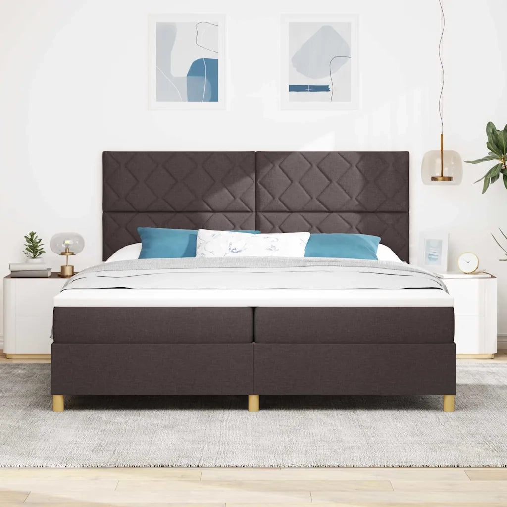 Letto a molle con materasso Marrone Scuro 200 x 200 cm Tessuto 3339724