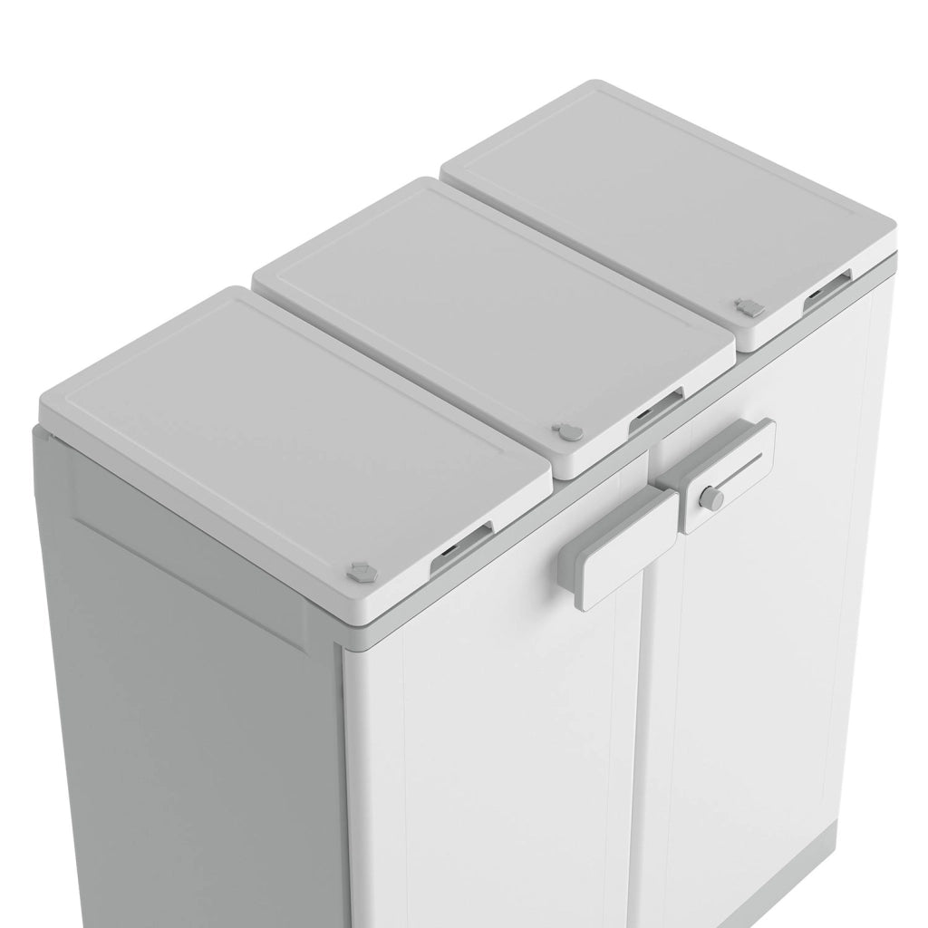 Armadio Pattumiera Differenziata 2 Ante 94x45x87 cm Keter Recyclo Basic Grigio e Bianco