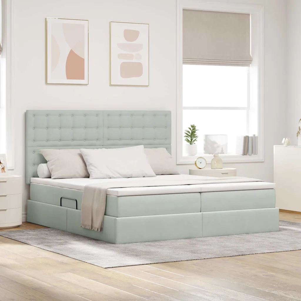 Letto con Contenitore Grigio chiaro 180 x 200 cm Velluto