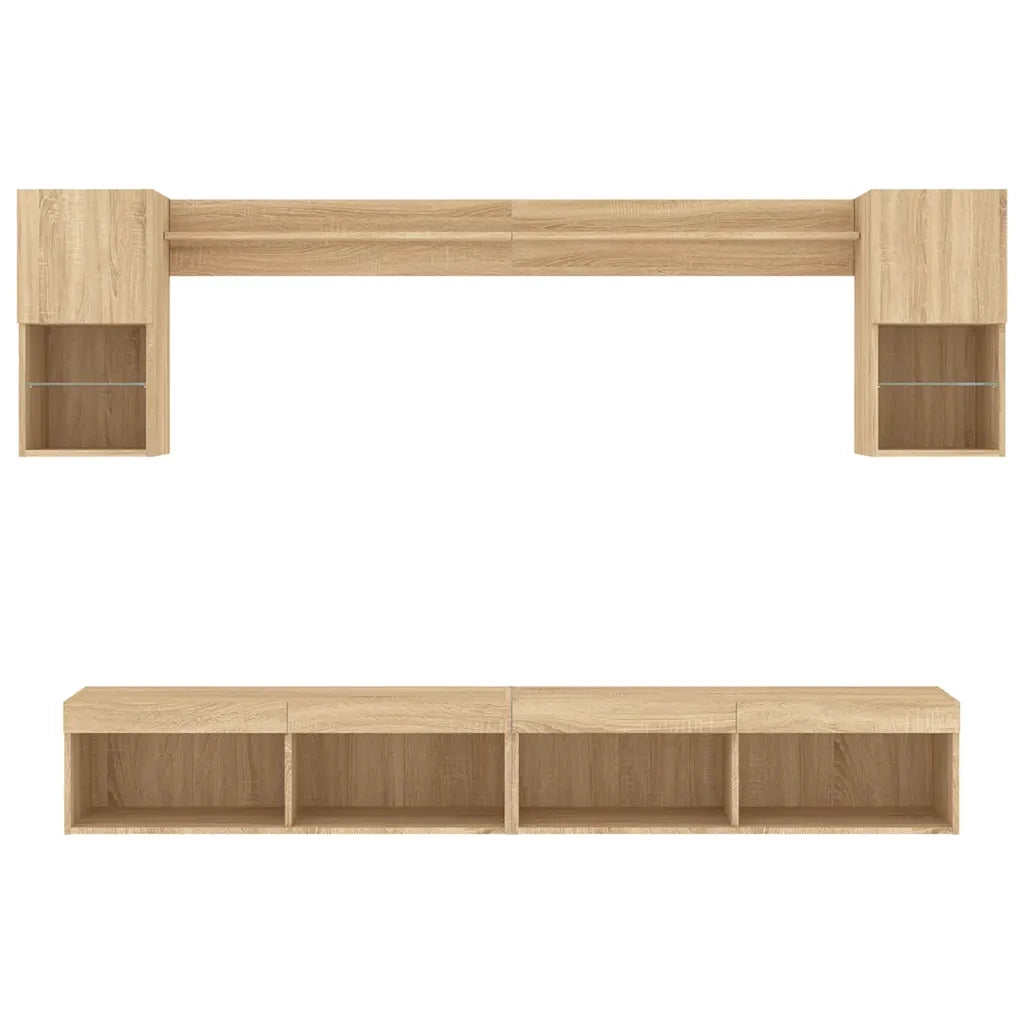 Mobili TV a Muro con LED 6pz Rovere Sonoma Legno Multistrato 3216688