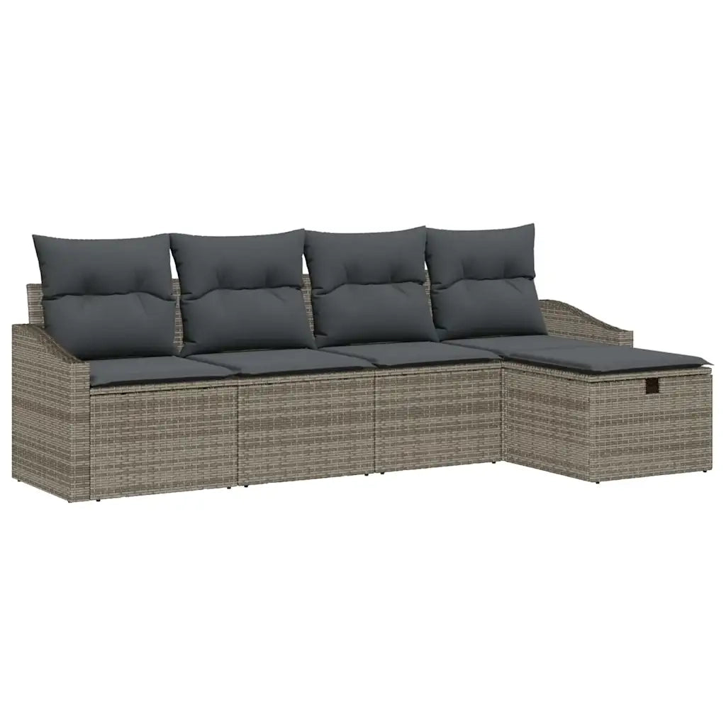 Set di divani con cuscino 5 pcs Grigio polyrattan