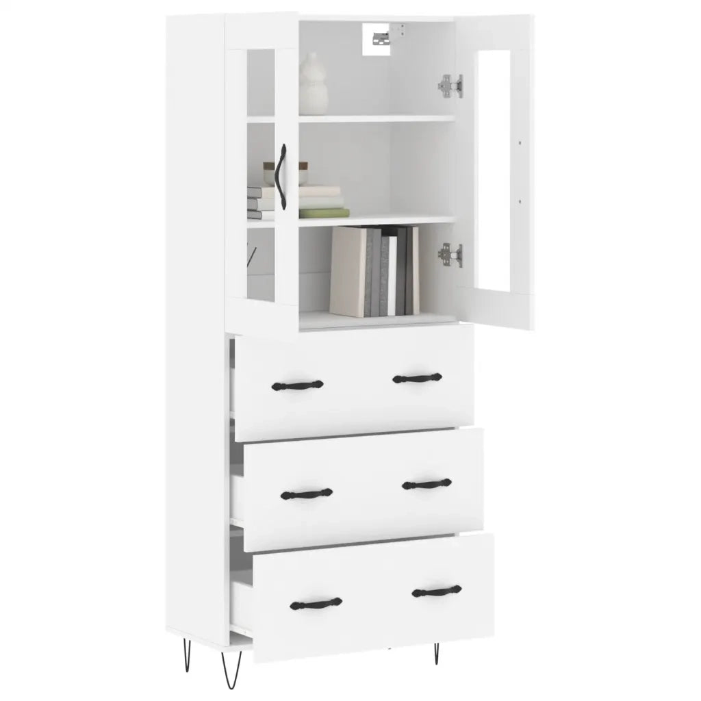 Credenza-Buffet-Armadio da cucina Bianca 69,5x34x180 cm in Legno Multistrato 816423
