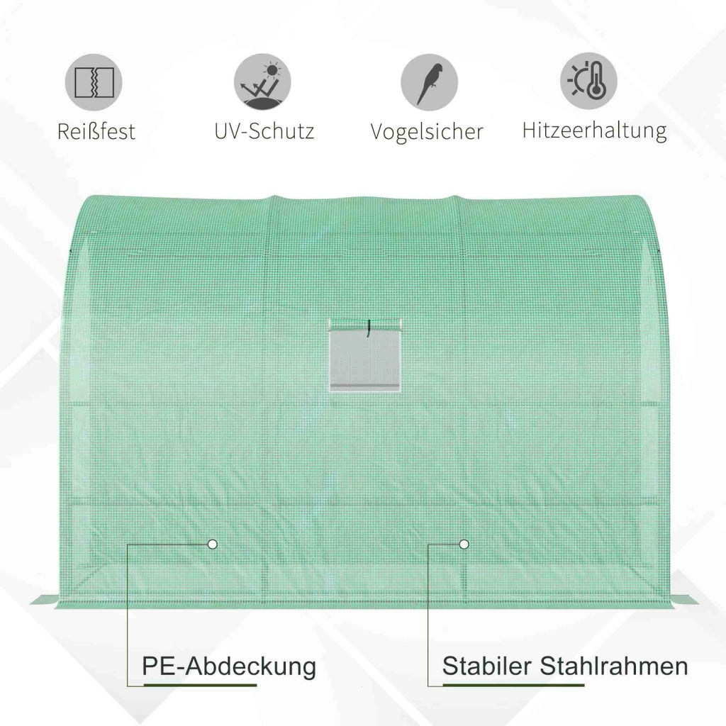 Serra da giardino ¨C Xylo ¨C 3 ripiani con copertura plastica UV-resistente verde