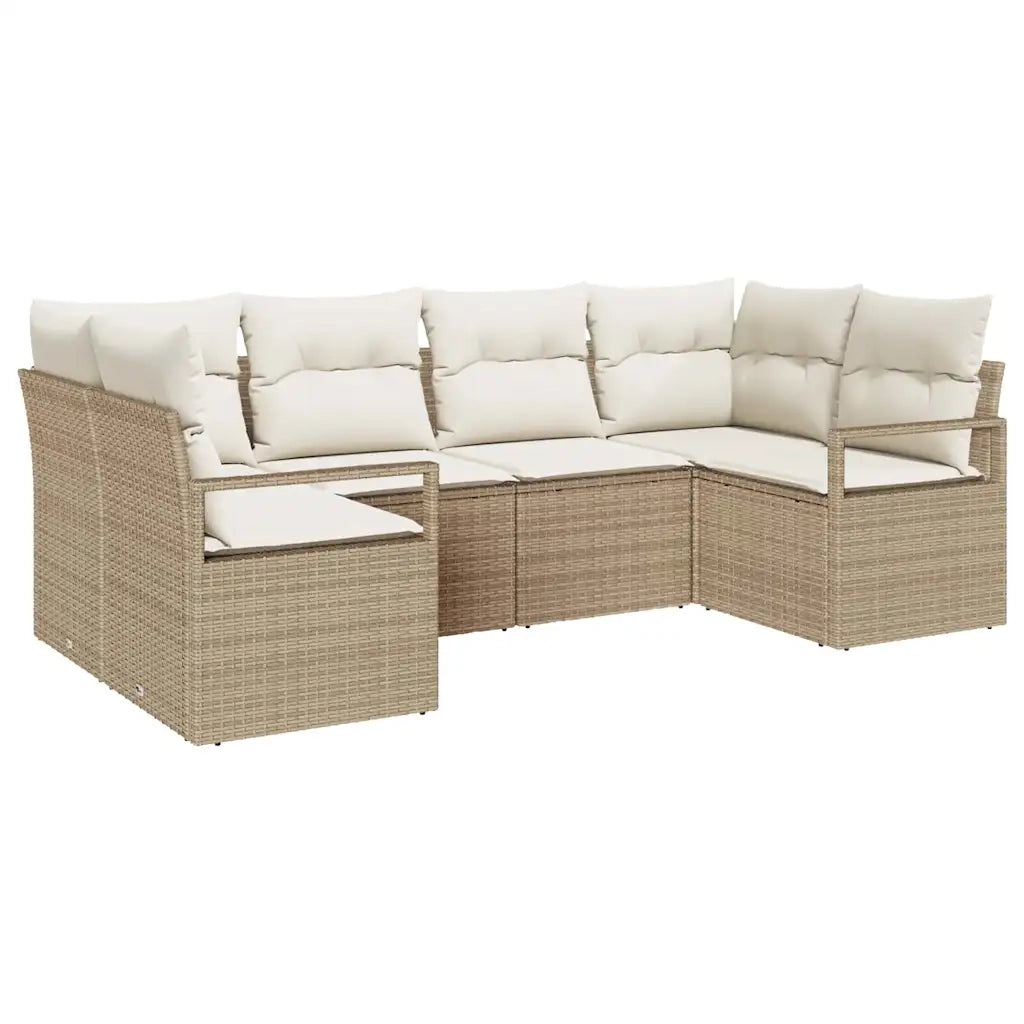 Set di divani con cuscino 6 pcs Beige polyrattan