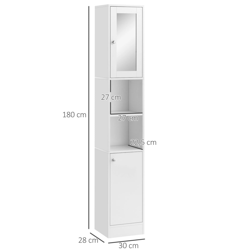 Colonna Bagno con Specchio e Ripiani ¨C Minimal ¨C Bianco 30x28x180 cm