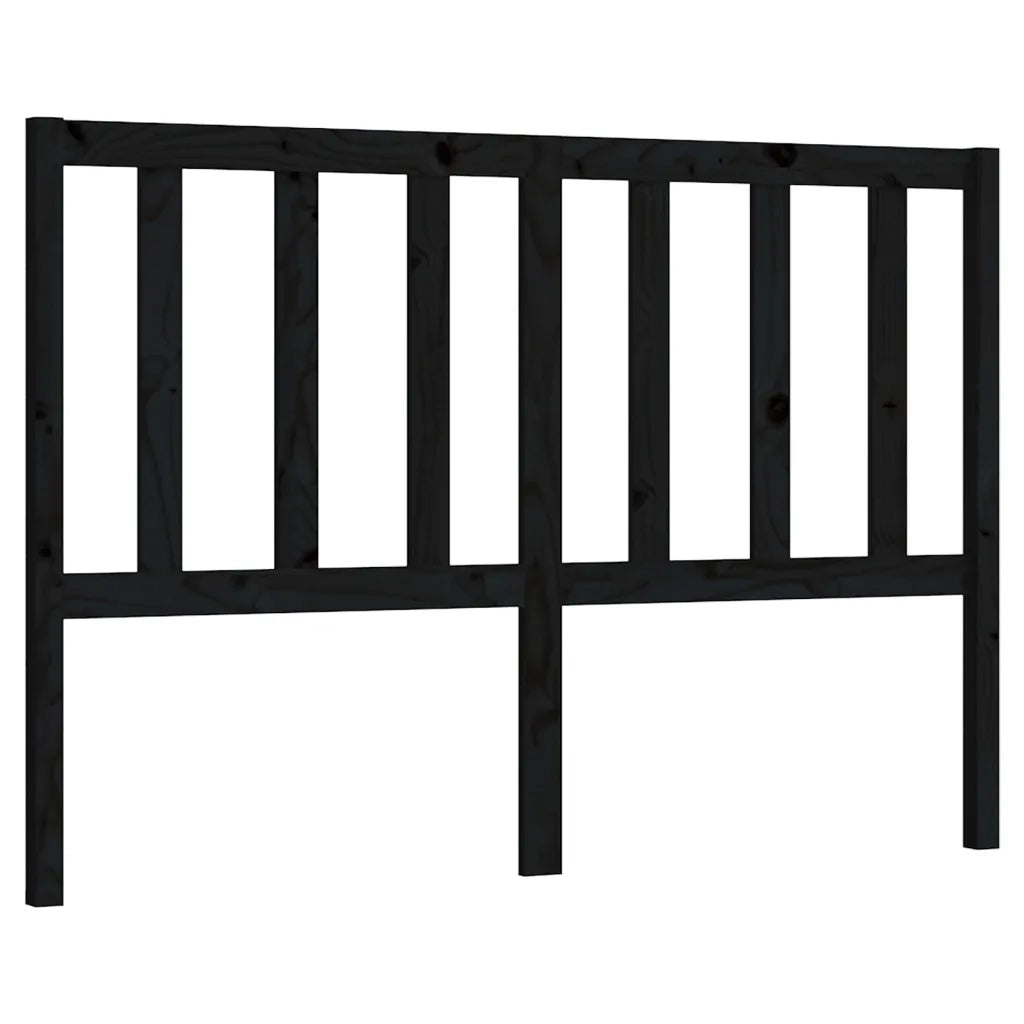 Testiera | Testata per Letto Nera 146x4x100 cm in Legno Massello di Pino