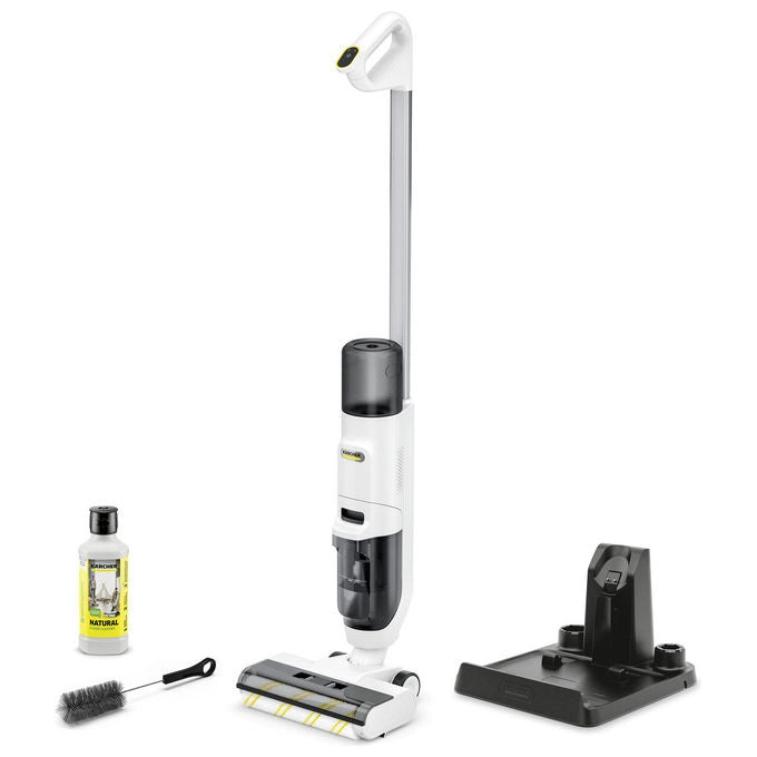 Kärcher FCV 2 Natural N, Aspirapolvere Lavapavimenti Senza Filo, Bianco, Senza Sacchetto
