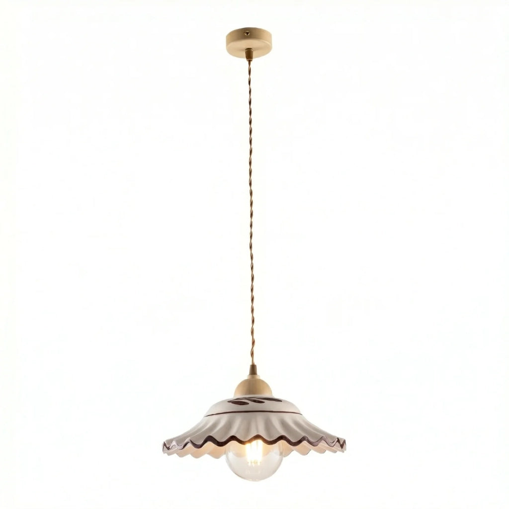 Lampadario Rustico Palma 1 Luce Avorio LuceArt Classic