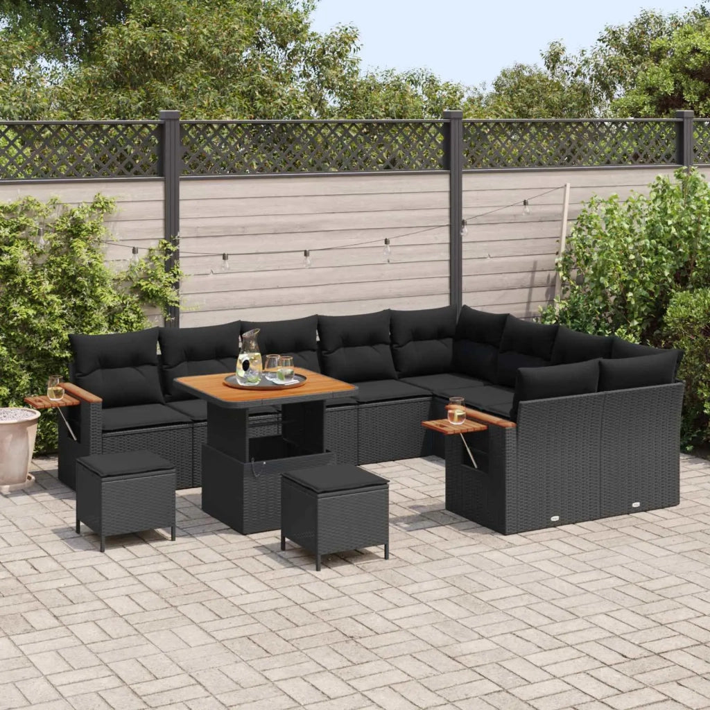 Set Divano da Giardino con cuscino 12 pcs Nero 3363209