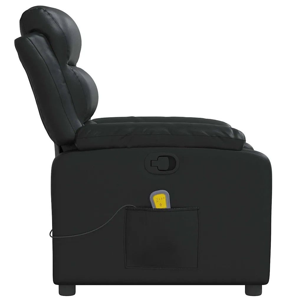 Poltrona Massaggiante | Sedia Relax Reclinabile Nera in Similpelle