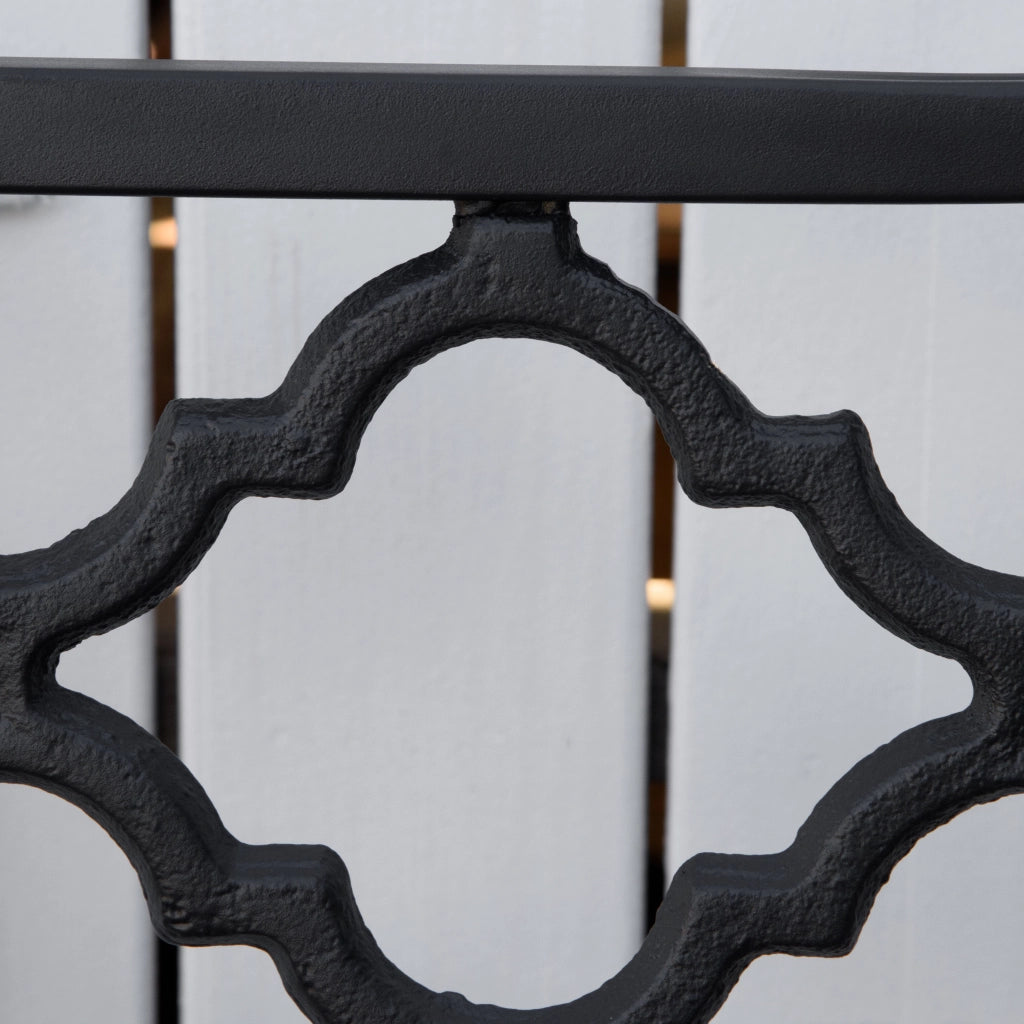 Panchina da Giardino 2 Posti ¨C Xylo ¨C Acciaio e Ghisa Nero con Braccioli 128x58.5x89cm