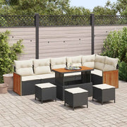 Set Divano da Giardino con cuscino 10 pcs Nero e Crema