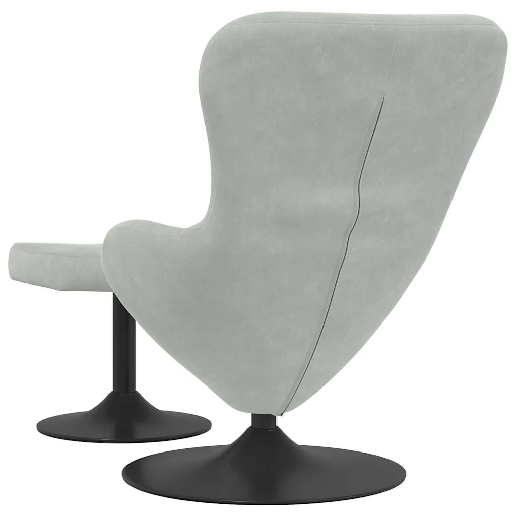 Poltrona | Sedia Egg con Pouf Grigio chiaro Velluto