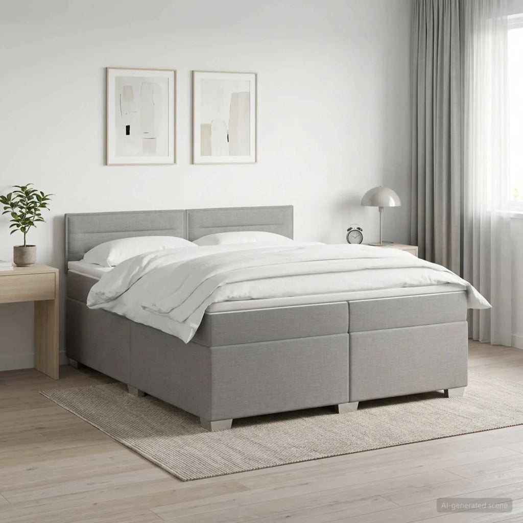 Letto box spring con materasso Grigio Chiaro 200 x 200 cm 3450551