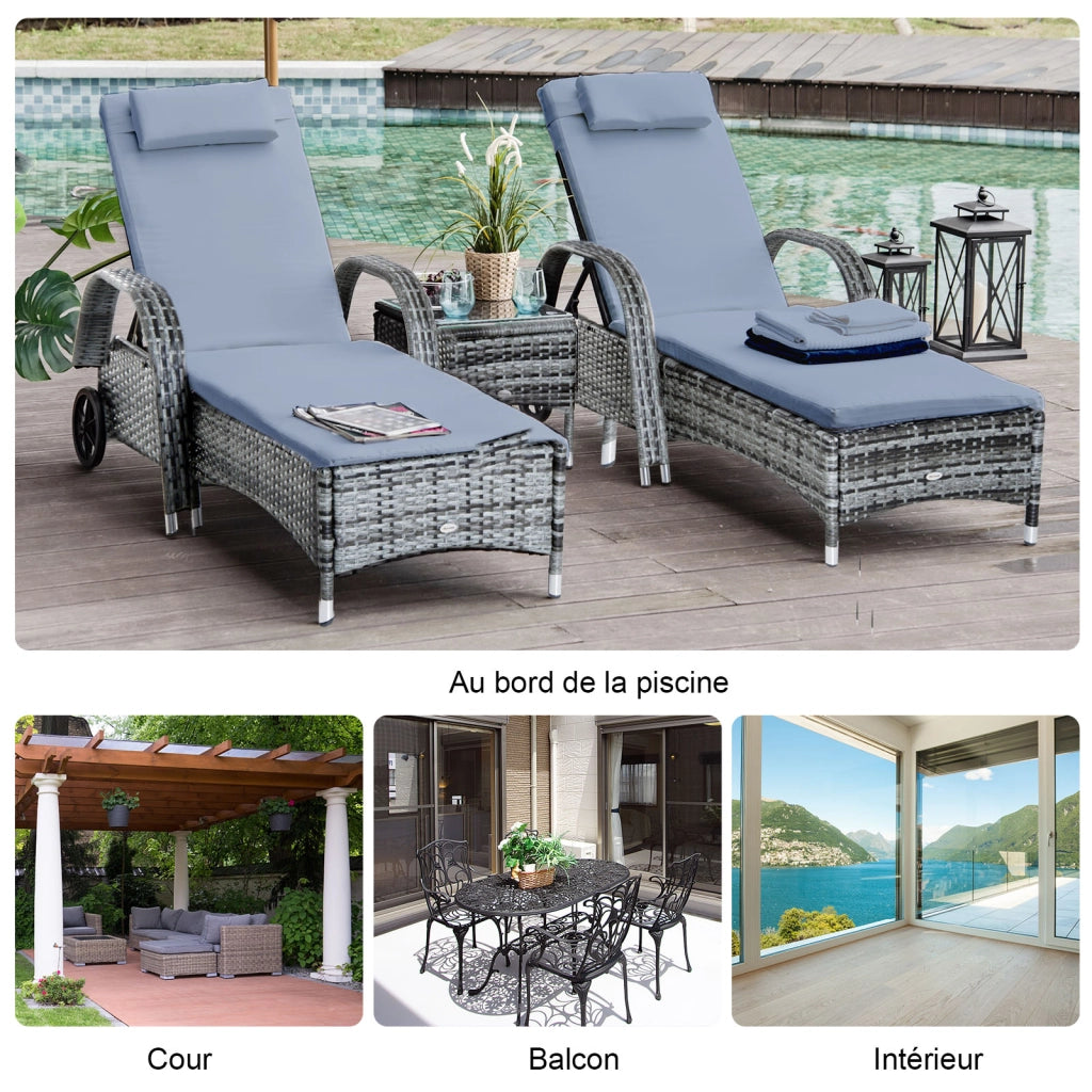 Set di 2 lettini prendisole con materasso ¨C Minimal ¨C grigio