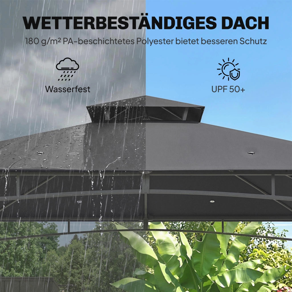 Gazebo 3x3m ¨C zephmum ¨C Grigio Scuro Doppio Tetto