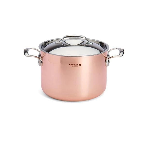 DE BUYER 6243.24 PRIMA MATERA Pentola Alta in Rame e Acciaio Inox Diametro 24 cm Altezza 16.5 cm Capacita' 7.5 l Compatibile Induzione colore Acciaio