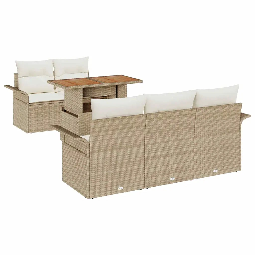 Set Divano da Giardino 6 pcs Beige Poly Rattan 3358010