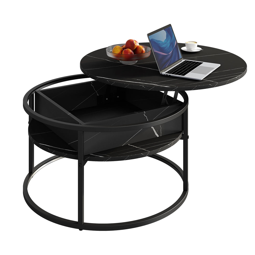 Vicco Tavolino Nero/marmo-bianco 77 x 77 cm