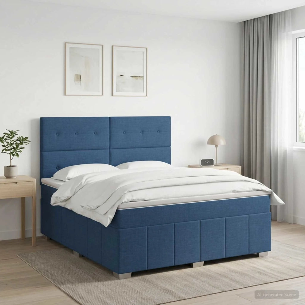 Letto box spring con materasso Blu 140 x 190 cm Tessuto 3454140