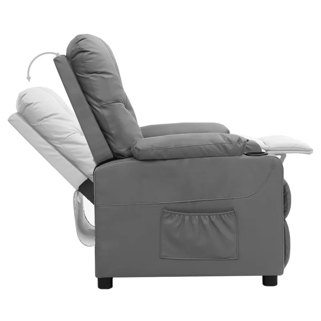 Poltrona | Sedia Relax Reclinabile Grigia in Similpelle
