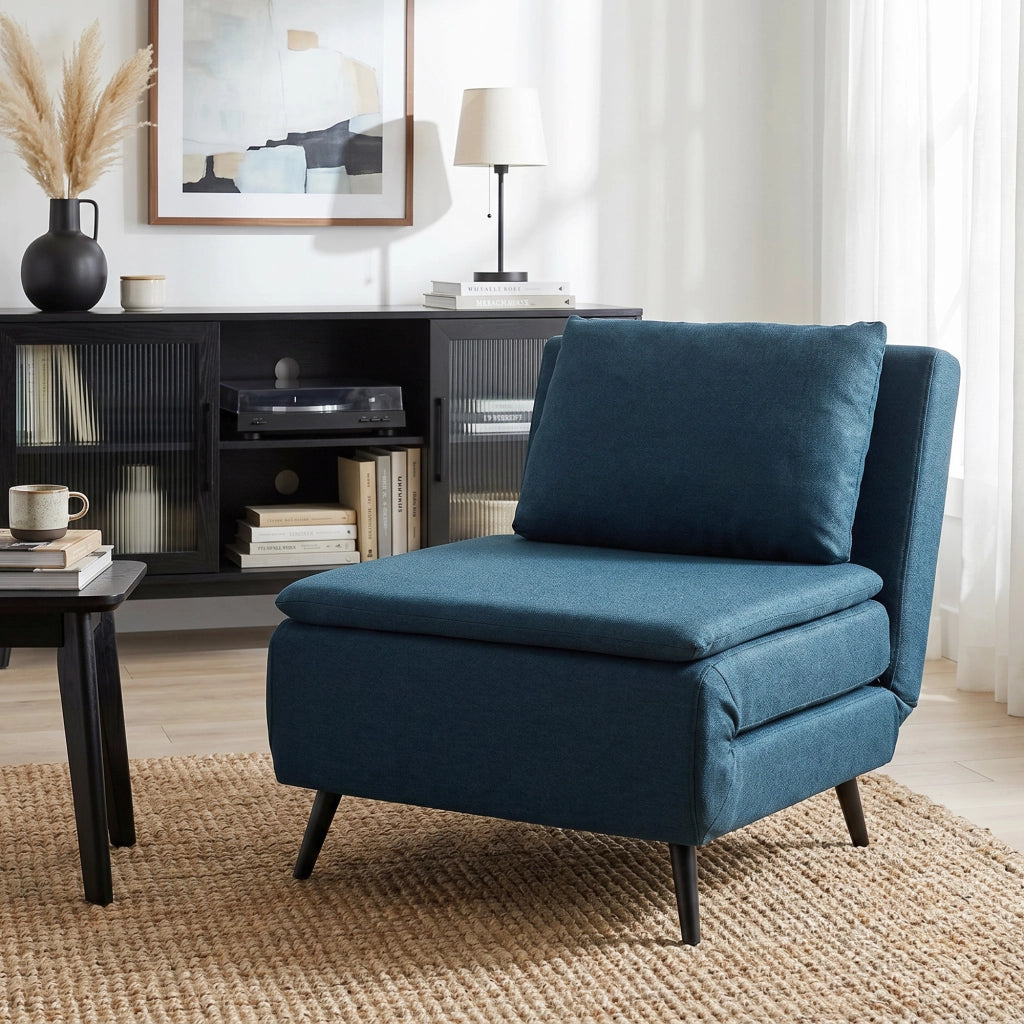 Divano Letto 1 Posto ¨C Minimal ¨C Blu, Tessuto, Dossier Regolabile