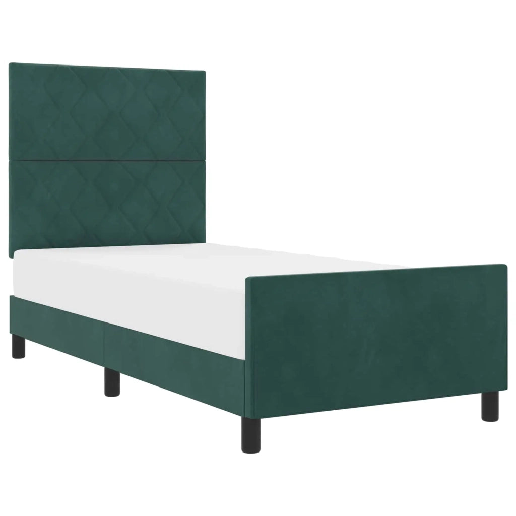 Letto a molle con testiera Verde Scuro 90 x 190 cm Velluto 3344978