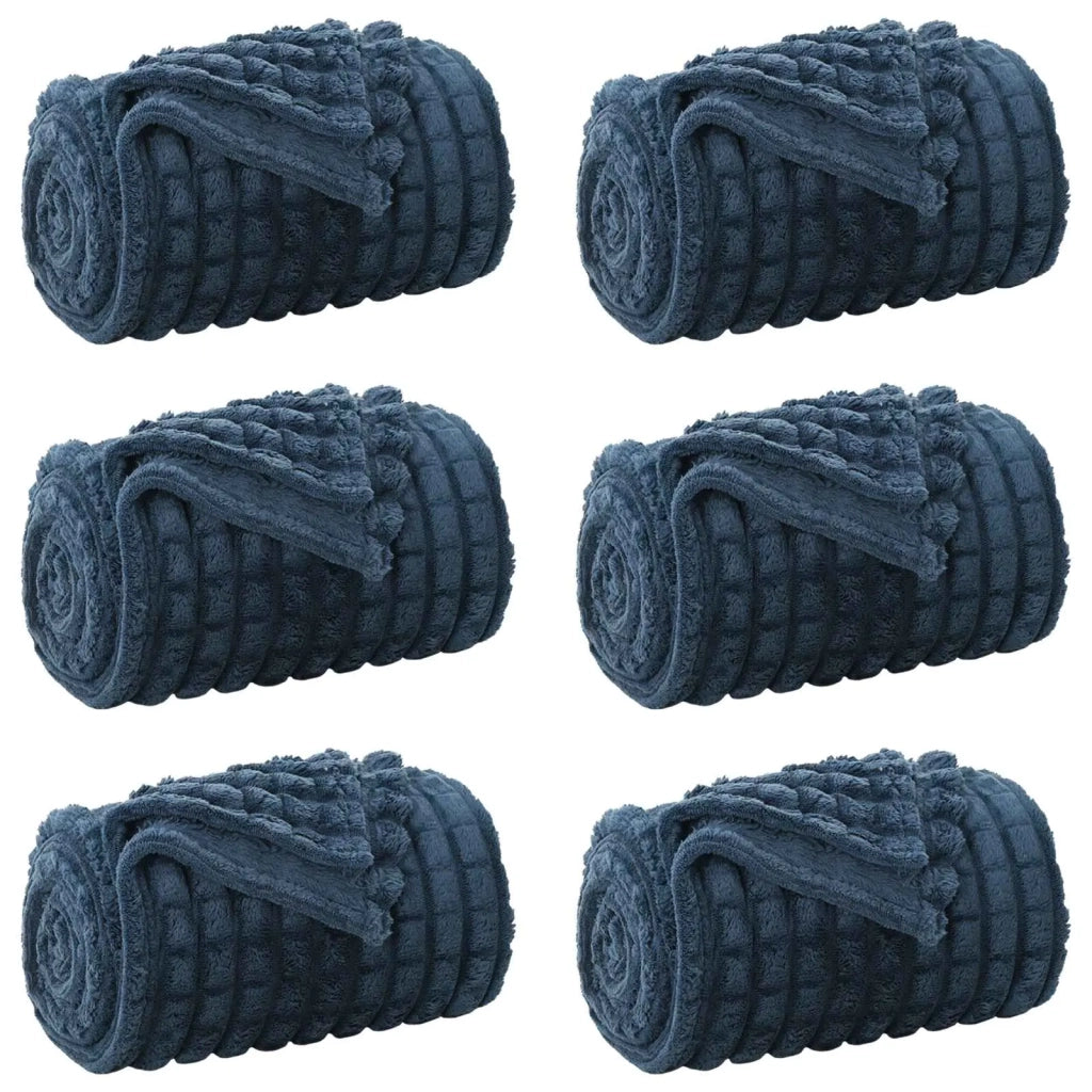 Coperte da Pile 6 pcs Blu navy 200 x 150 cm Panno 42016958