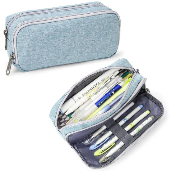 Etui per ragazze, grande etui estetico per uomini e donne (azzurro chiaro)