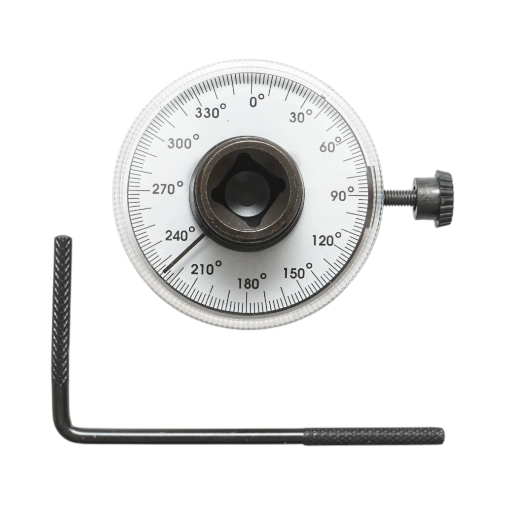 Adattatore per chiave dinamometrica da 1/2" con goniometro da 0 a 360 gradi. Breckner Germany