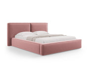 Cosmopolitan Design - Letto a cassettone con testiera doppia "Arendal" 200x200cm in velluto rosa 