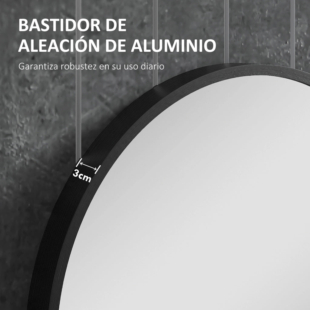 Specchio da Bagno Ovale con Cornice Alluminio ¨C zephmum ¨C Nero 40x70 cm